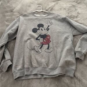 Disney Gray Crewneck Sweater with Mickey Mouse